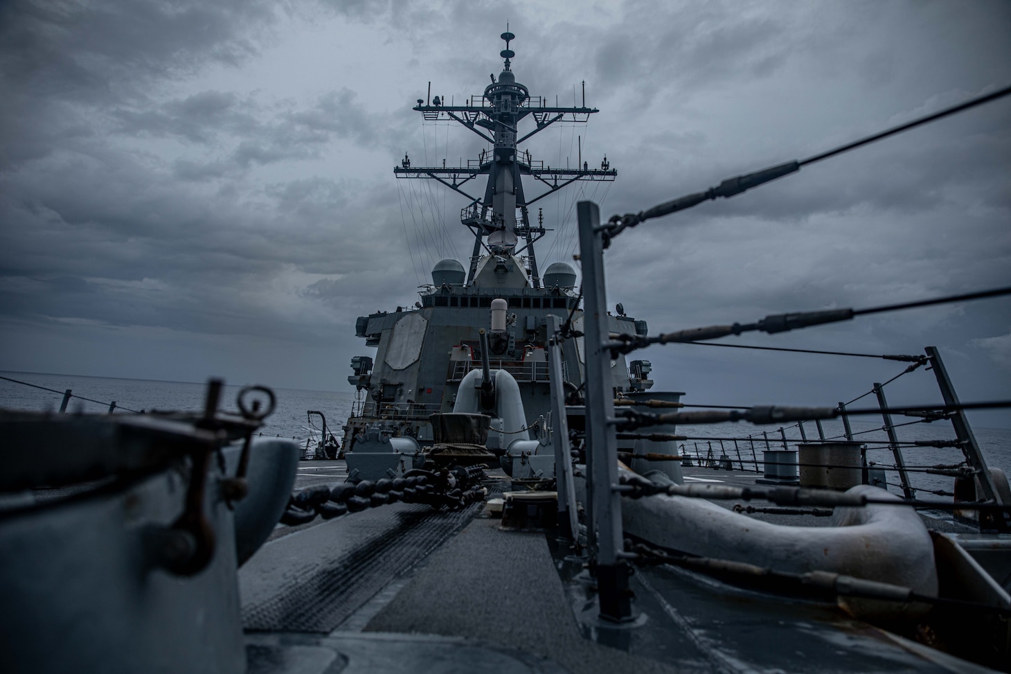 SOUTH CHINA SEA (June 22, 2021) – The Arleigh Burke-class guided-missile destroyer USS Curtis Wilbur (DDG 54) conducts routine operations. Curtis Wilbur is assigned to Commander, Task Force 71/Destroyer Squadron (DESRON) 15, the Navy’s largest forward-deployed DESRON and U.S. 7th Fleet’s principal surface force.