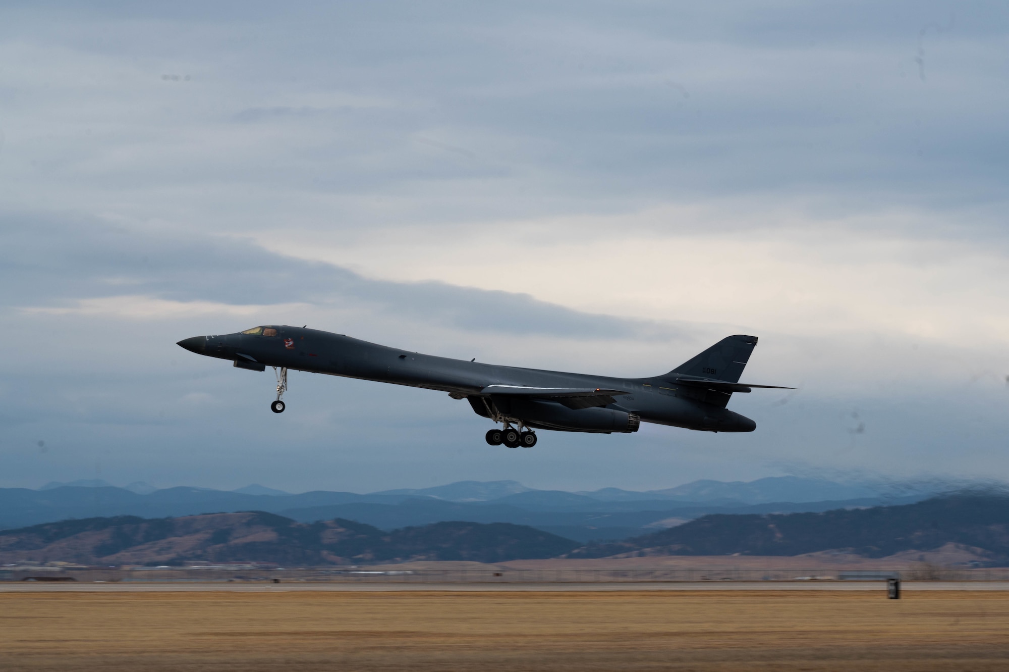 A B-1B Lancer takes off from Ellsworth Air Force Base, S.D., March 12, 2021.