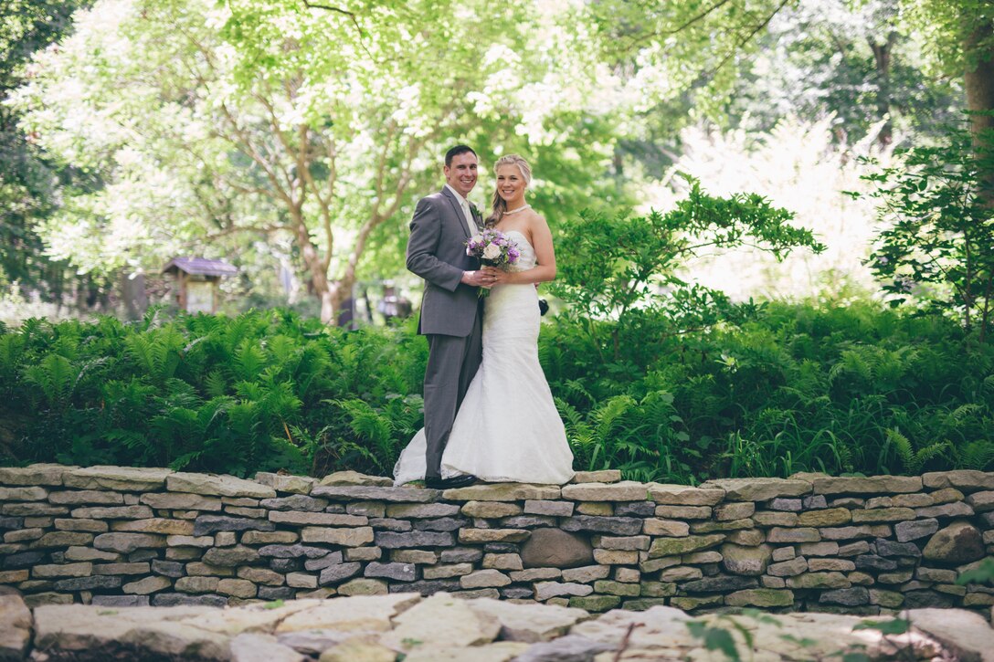 U.S. Air Force Capt. Brian Campbell and his wife Kat Campbell, pose for photos following their wedding ceremony at a nature center in Ohio, June 14, 2014. The couple’s mutual love of nature was incorporated throughout the day. (Courtesy photo)