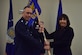 Janeva R. Maxson, right, assumes command of Detachment 5, Air Force Installation and Mission Support Center, by taking the guidon from Maj. Gen. Tom Wilcox, Air Force Installation and Mission Support Center commander, during her assumption of command ceremony, June 17, 2021, at The Club At Andrews, Joint Base Andrews, Md. Maxson is responsible for providing installation and mission support capabilities, to include civil engineering, security forces, and financial services to the Air Force District of Washington and National Capital Region. (U.S. Air Force photo by Senior Airman Daniel Brosam)