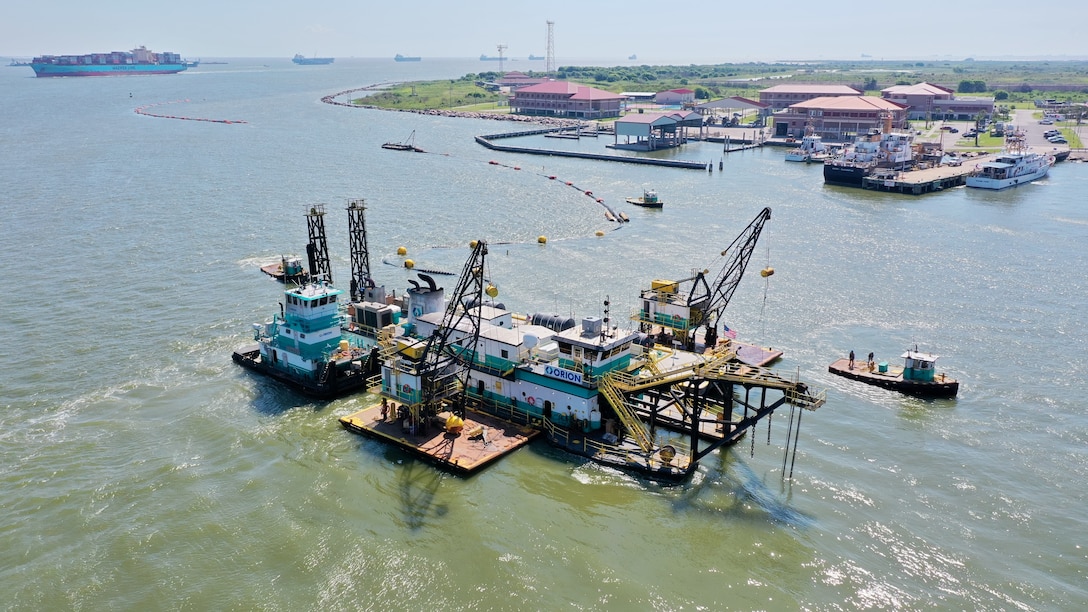 The Orion Marine Group dredge vessel, Emil Kurtz, operates in Galveston Harbor, June 18, 2021. The Emil Kurtz, is in the process of removing 5,000,000 cubic yards from Galveston Harbor under contract for the U.S. Army Corps of Engineers.