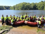 Coast Guardsmen participated in the second annual five-day flood response training course at the state-of-the-art Muscatauck Urban Training Center in May 2021. (U.S. Coast Guard photo by Ames Holbrook)