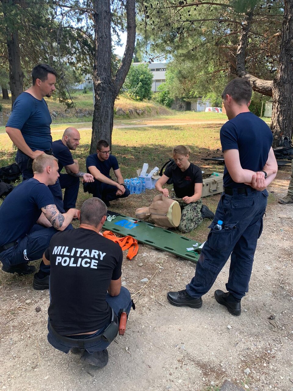 (June 11, 2021) Participating members from Albania, Croatia, Montenegro, Slovenia, and the U.S. conduct medical training during the 4th annual Adriatic Partnership Maritime Interdiction Operations and Visit, Board, Search, and Seizure Event with the Croatian Navy in Split, Croatia, June 11, 2021. U.S. Naval Forces Europe-Africa, headquartered in Naples, Italy, Conducts the full spectrum of joint and naval operations, often in concert with allied and interagency partners in order to advance U.S. national interests and security and stability in Europe and Africa. (U.S. Navy courtesy photo/Released)