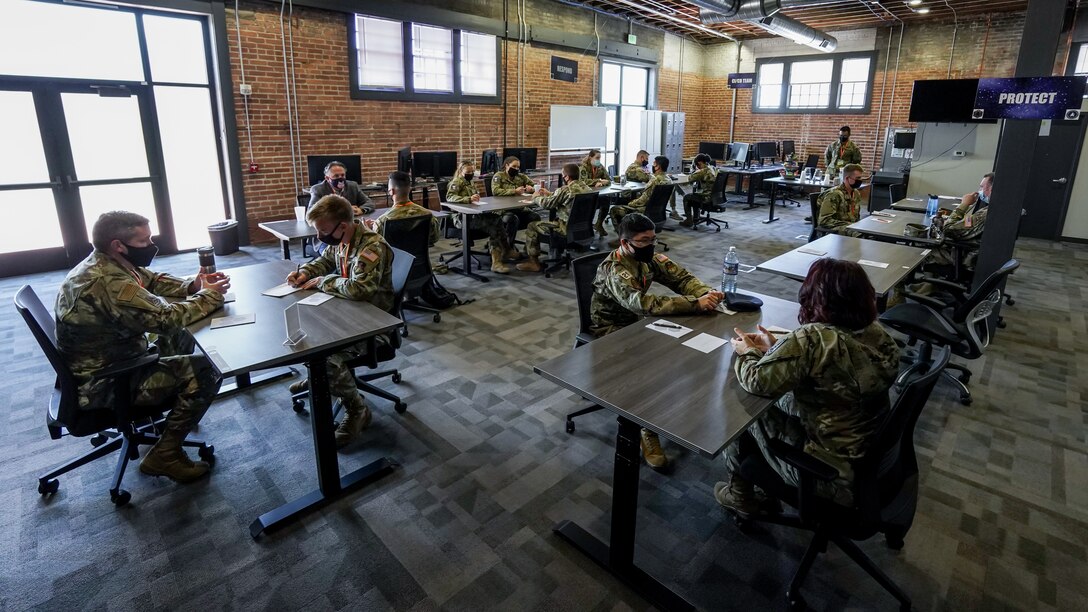 United States Space Force and Air Force leaders participate in “speed mentoring” sessions with the newest United States Air Force Academy’s Guardian cadets at the first-ever "USAFA 6X'r Welcome to USSF" at Catalyst Campus on May 19, 2021, in Colorado Springs, Colo. The event, hosted by the ECX’s Canopy team, consisted of opening remarks and "speed mentoring" sessions with 46 leaders across the U.S. Air Force and U.S. Space Force to share their personal knowledge and experience, positively impacting the overall mission by enhancing professional and personal development for future Guardians and leaders of the Space Force. This is the second class of cadets from the Air Force Academy to commission into the USSF. (U.S. Space Force courtesy photo)