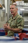 NAVAL STATION NORFOLK (June 23, 2021) Vice Adm. Roy Kitchener, Commander, Naval Surface Force, U.S. Pacific Fleet, speaks with enlisted leaders aboard the Arleigh Burke-class guided missile-destroyer USS Winston S. Churchill (DDG 81) during a ship visit. Kitchener visited Hampton Roads commands and ships June 22-23, and hosted a commander’s call with waterfront leadership. (U.S. Navy photo by Mass Communication Specialist 2nd Class Jacob Milham/Released)