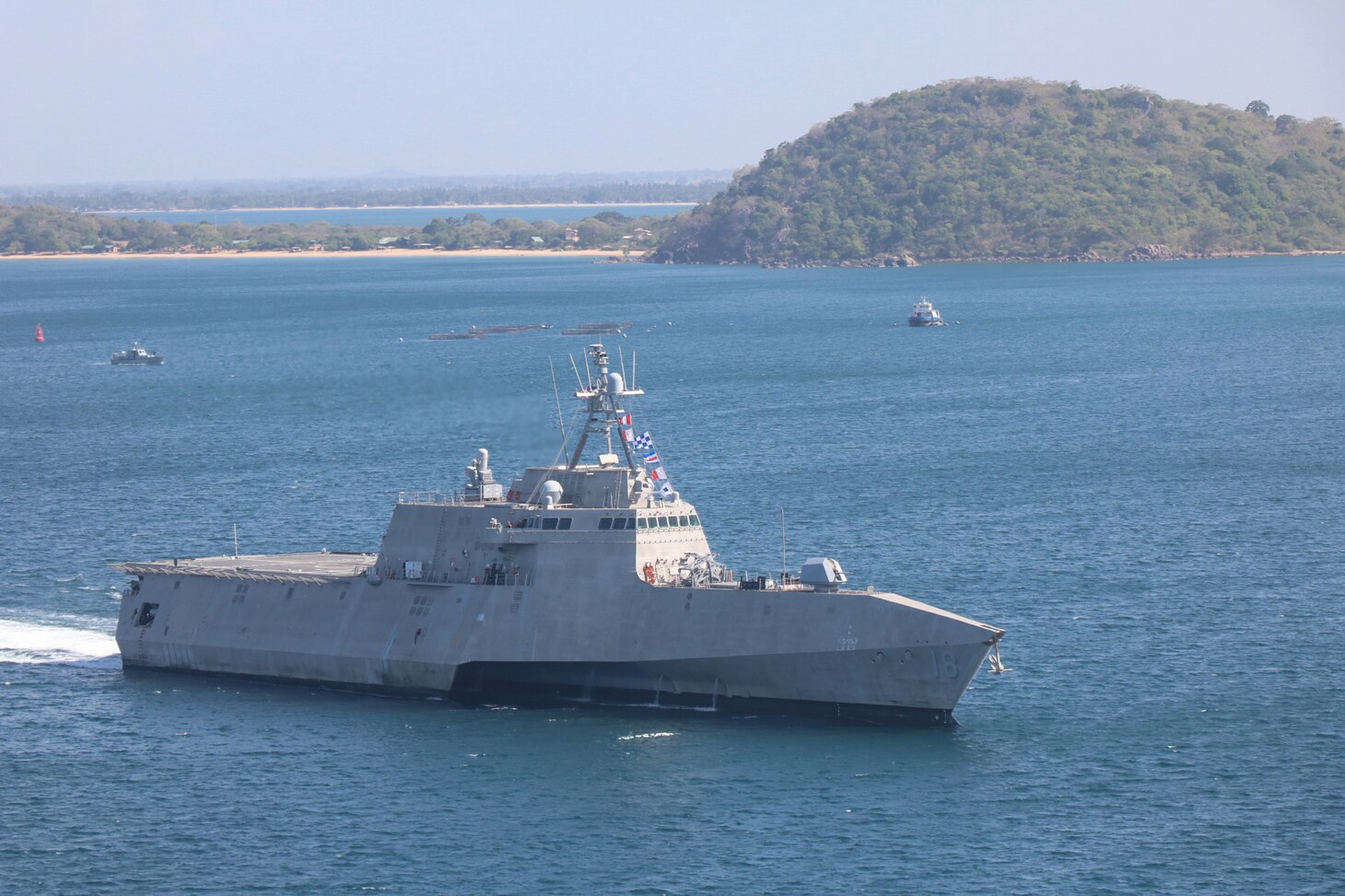 USS Charleston (LCS 18) arrives in Trincomalee, Sri Lanka, for a contactless port visit ahead of Cooperation Afloat and Readiness at Sea Training (CARAT) Sri Lanka.