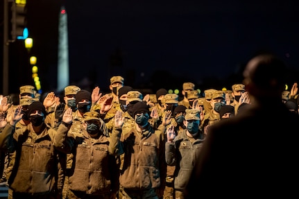 Chief Deputy U.S. Marshal for the District of Columbia Lamont Ruffin deputizes nearly 2,000 National Guard Soldiers and Airmen in Washington, D.C., Jan. 17, 2021. National Guard Soldiers and Airmen from every state and territories supported the 59th Presidential Inauguration.