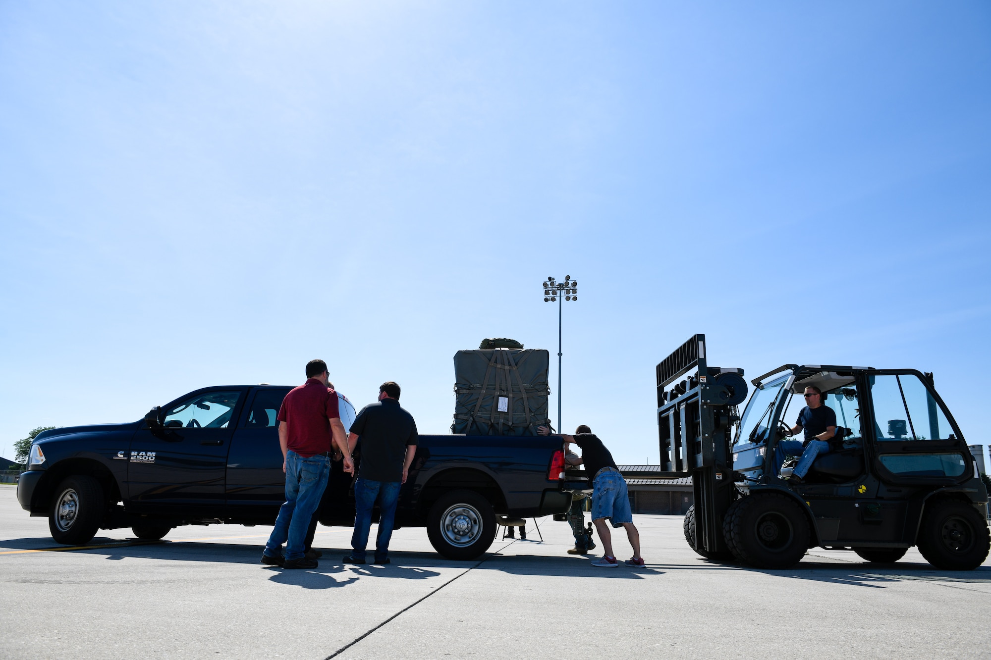 A 910th Airlift Wing aircrew transported a Container Delivery System bundle to the National Museum of the Air Force, June 24, 2021, for use in a good will mission exhibit they’re developing. The CDS bundle was prepared by members of the 76th Aerial Port Squadron at YARS.