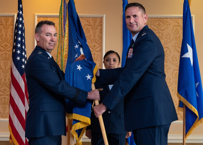 U.S. Air Force Col. Gregory Beaulieu, incoming 633rd Air Base Wing commander, assumes command from U.S. Air Force Maj. Gen. Chad P. Franks, 15th Air Force commander, during a change of command ceremony on June 25, 2021 at Joint Base Langley Eustis. Beaulieu previously served as the Commander of the 325th Mission Support Group, 325th Fighter Wing, Air Combat Command, Tyndall Air Force Base, Florida.