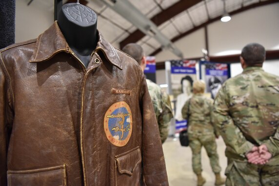 An Avenger Field bomber jacket rests on display inside the National Women Airforce Service Pilots Word War II Museum in Sweetwater, Texas, June 24, 2021. The jacket belonged to M.A. Kreiger who trained the WASP classes on AT-6 aircraft during 1943 to 1944. (U.S. Air Force photo by Senior Airman Jermaine Ayers)