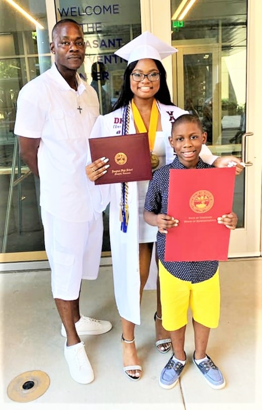 IN THE PHOTO, Erika Wallace, M/V Mississippi Machinery Mechanic Ervin Wallace's daughter, recently graduated from Frederick Douglass Public High School as the Valedictorian with an astounding 4.4 GPA. Congratulations to both father and daughter for achieving this major accomplishment.