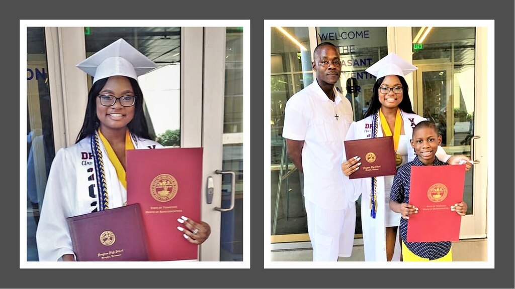 IN THE PHOTOS, Erika Wallace, M/V Mississippi Machinery Mechanic Ervin Wallace's daughter, at her recent high school graduation ceremony. Not only did she graduate from the Public School, Fredrick Douglas High School, on time, but she graduated as the senior class valedictorian with an astounding 4.4 GPA. Congratulations to both father and daughter for achieving this major accomplishment.