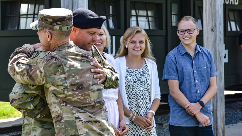 U.S. Army Col. Frederick Toti says goodbye to colleagues after relinquishing command of the 2nd BDE ROTC at Joint Base McGuire-Dix-Lakehurst, N.J., June 25, 2021. Col. Toti’s next assignment will be taking over as Chief of Strategic Land Power and Futures Group at the Center for Strategic Leadership. (U.S. Air Force Photo by Senior Airman Shay Stuart)