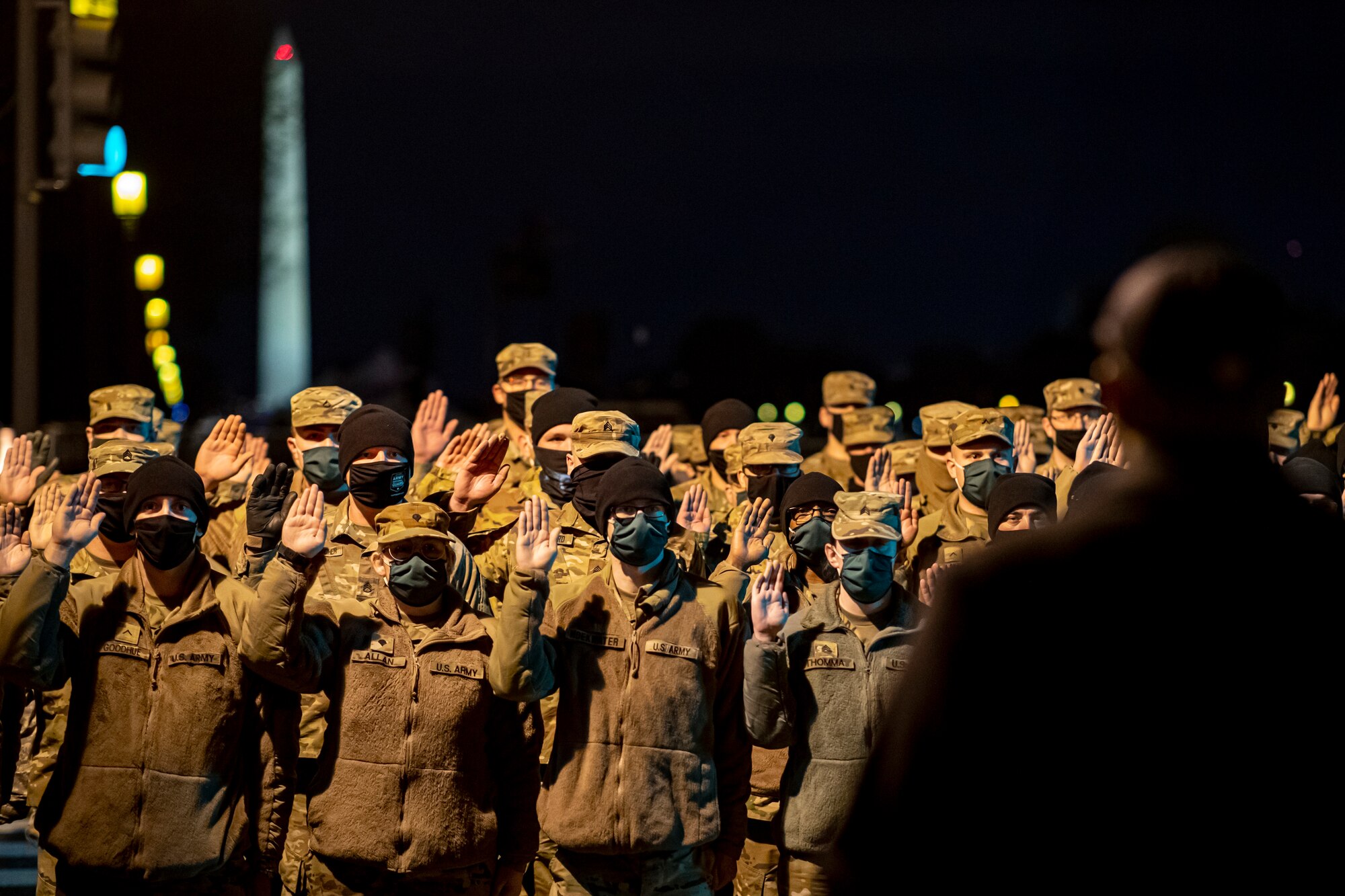 Chief Deputy U.S. Marshal for the District of Columbia Lamont Ruffin deputizes nearly 2,000 National Guard Soldiers and Airmen in Washington, D.C., Jan. 17, 2021. National Guard Soldiers and Airmen from every state and territories supported the 59th Presidential Inauguration.