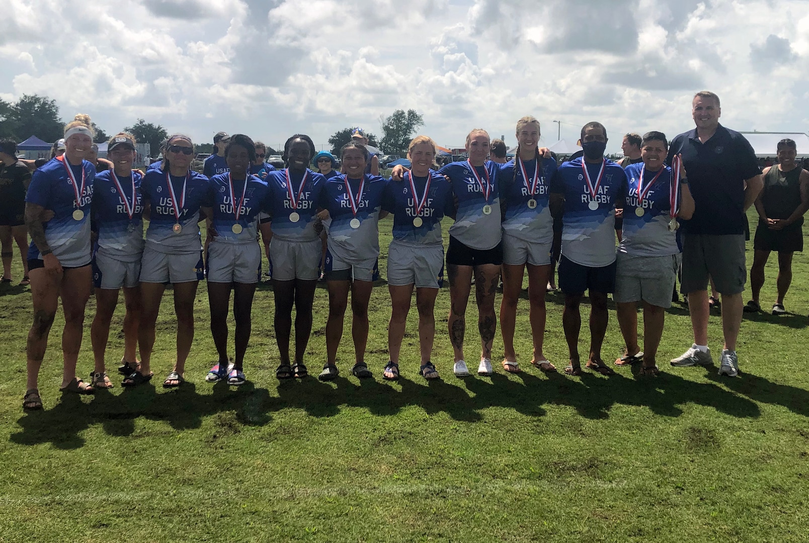 Air Force wins silver at the 2021 Armed Forces Rugby Championship held in conjunction with the 2021 Cape Fear Rugby Sevens Tournament, held from 24-28 June.  Service members from the Army, Marine Corps, Navy, Air Force (with Space Force personnel) and Coast Guard battle it out for gold.  (Department of Defense Photo, Released)