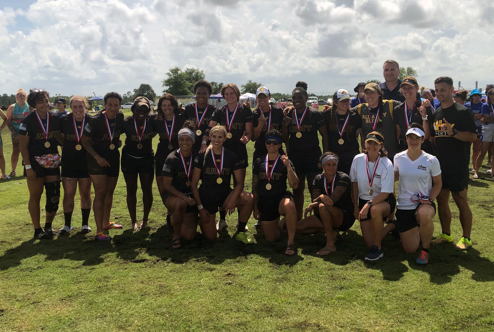 Army wins gold at the 2021 Armed Forces Rugby Championship held in conjunction with the 2021 Cape Fear Rugby Sevens Tournament, held from 24-28 June.  Service members from the Army, Marine Corps, Navy, Air Force (with Space Force personnel) and Coast Guard battle it out for gold.  (Department of Defense Photo, Released)