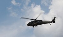 U.S. Army Reserve paratroopers fly in a UH-60 Black Hawk in preparation for nontactical airborne operations, June 5, 2021, at Saint Mere Eglise drop zone, Fort Bragg, N.C. USACAPOC(A) jumpmasters worked with Capt. Ignacio Rios, a Chilean jumpmaster assigned to the 1st Special Warfare Training Group(A), U.S. Army John F. Kennedy Special Warfare Center and School (USAJFKSWCS). Paratroopers jumping during the airborne operations were eligible to earn foreign wings.