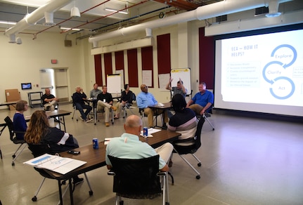 Virginia Department of Military Affairs supervisors participate in the inaugural DMA Leader Course June 15-17, 2021, at the Virginia National Guard Sergeant Bob Slaughter Headquarters at Defense Supply Center Richmond, Virginia.