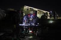 Soldiers from the 3rd Platoon, 68th Engineer Company from Fort Hood, TX gather Chemical, Biological, Radiological and Nuclear detection equipment to survey an area during a two-day training and certification exercise at the San Antonio Firefighter Training Facility in San Antonio, Texas on October 22 - 23, 2019.