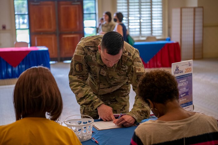 Airmen assigned to Team Charleston sign up for various mentorship opportunities at Joint Base Charleston, S.C., June 28, 2021. The 2021 Mentorship Drive was used to connect Airmen and the local community to provide mentorship opportunities helping strengthen the bond between Joint Base Charleston and its community.