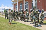 Tech Sgt. William Kaufmann, from the 127th Civil Engineer Squadron's Emergency Management office, conducts training in chemical, biological, radiological, & nuclear safeguarding measures, here on June 9, 2021.