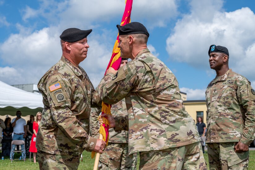 Photo of Sgt. Maj. Michael J. Wiles assuming responsibility as Sergeant Major of Tobyhanna Army Depot.