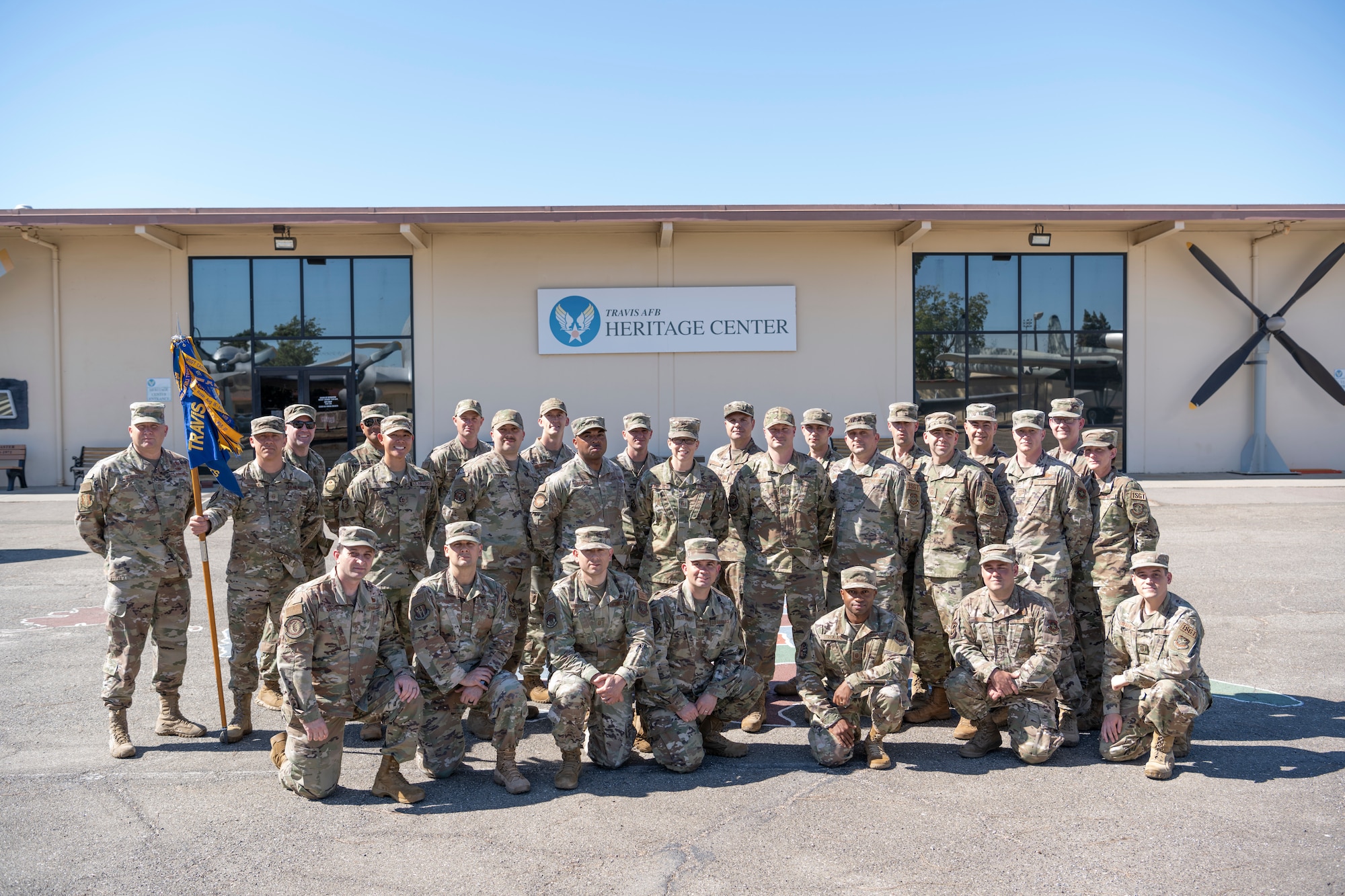 Airmen pose for a group photo