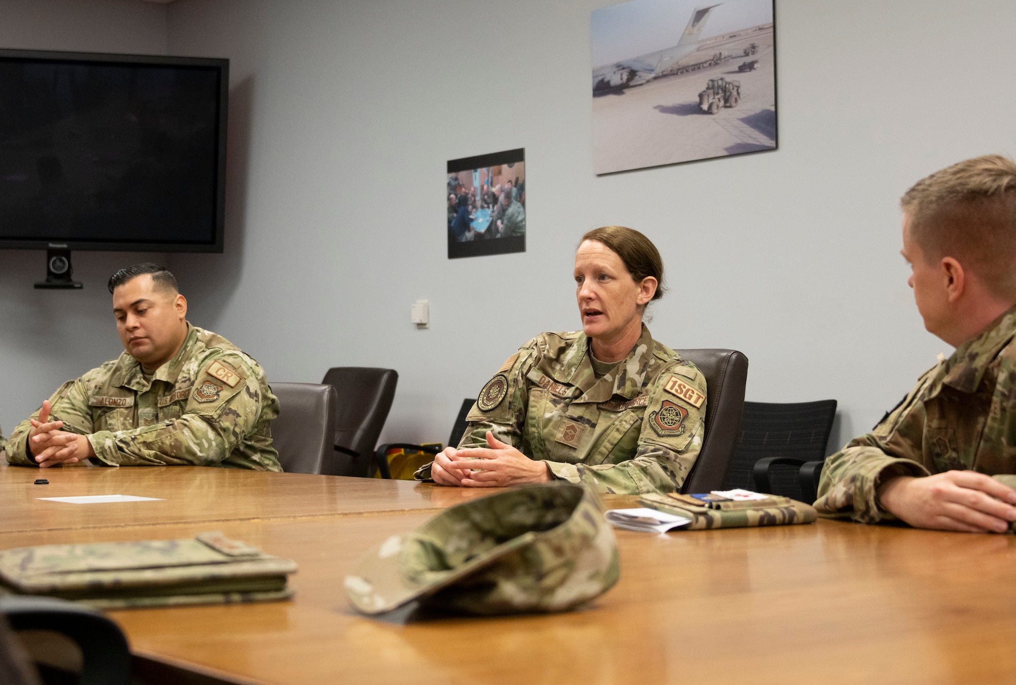 Chief Master Sgt. Daniels speaks with first sergeants at a conference