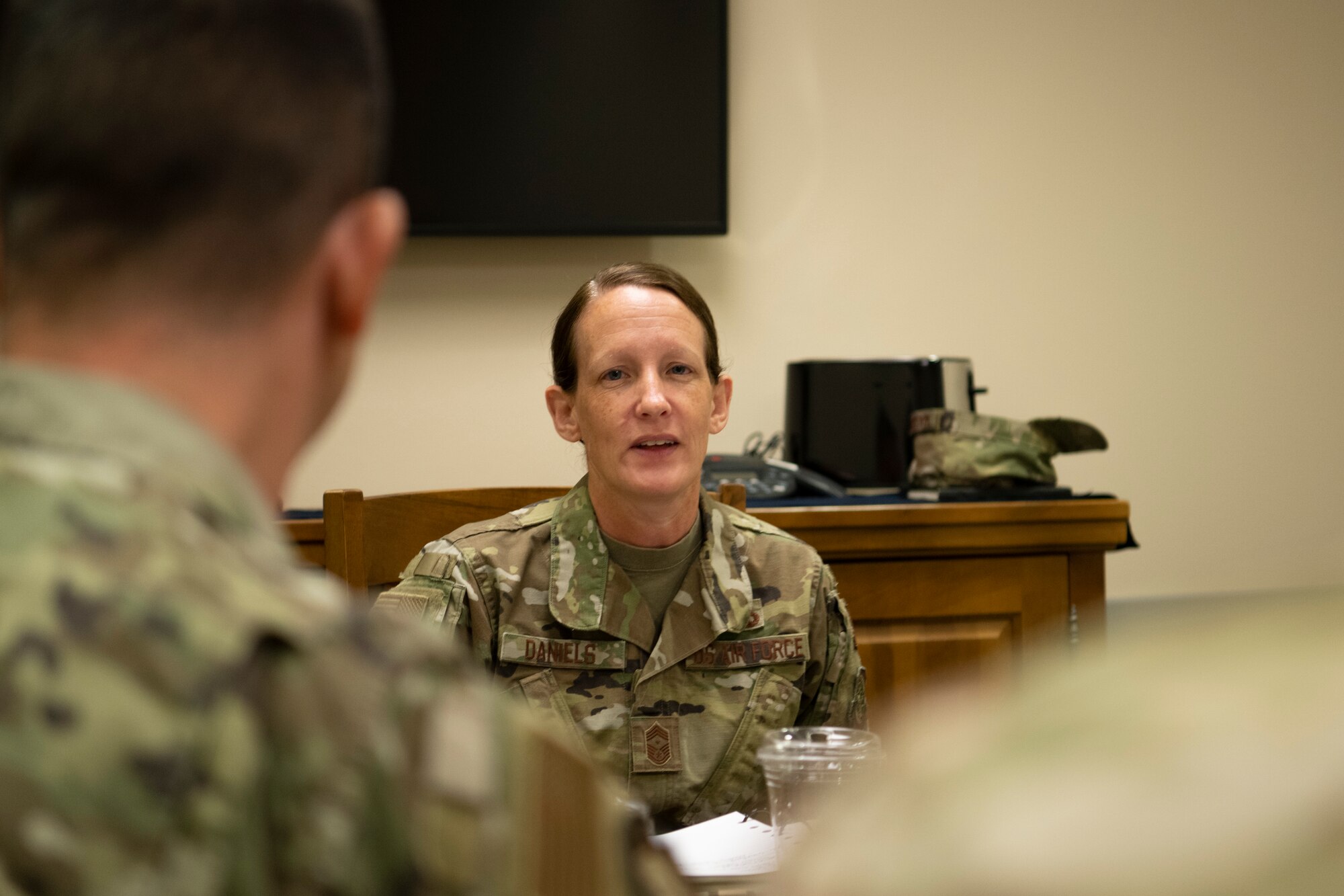 AMC fist sergeant talks at a luncheon