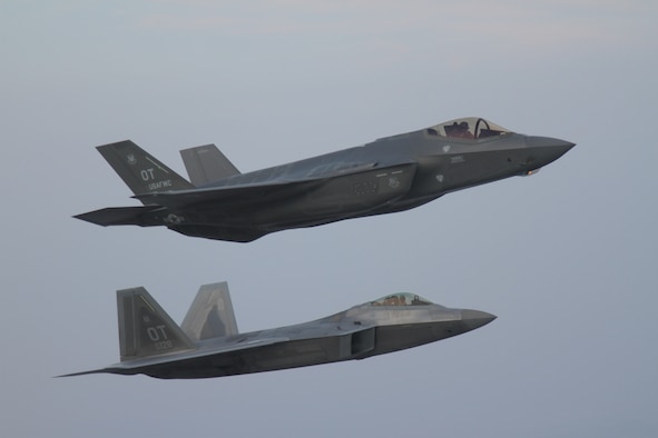 An F-35A Lightning II flies with an F-22 Raptor to test interoperability between the two aircraft platforms. A team of engineers, analysts, and pilots from the United States Operational Test Team, or UOTT, and Air Force Operational Test and Evaluation Center Detachment 6 are pushing the boundaries of F-35 combat aircraft operational testing.