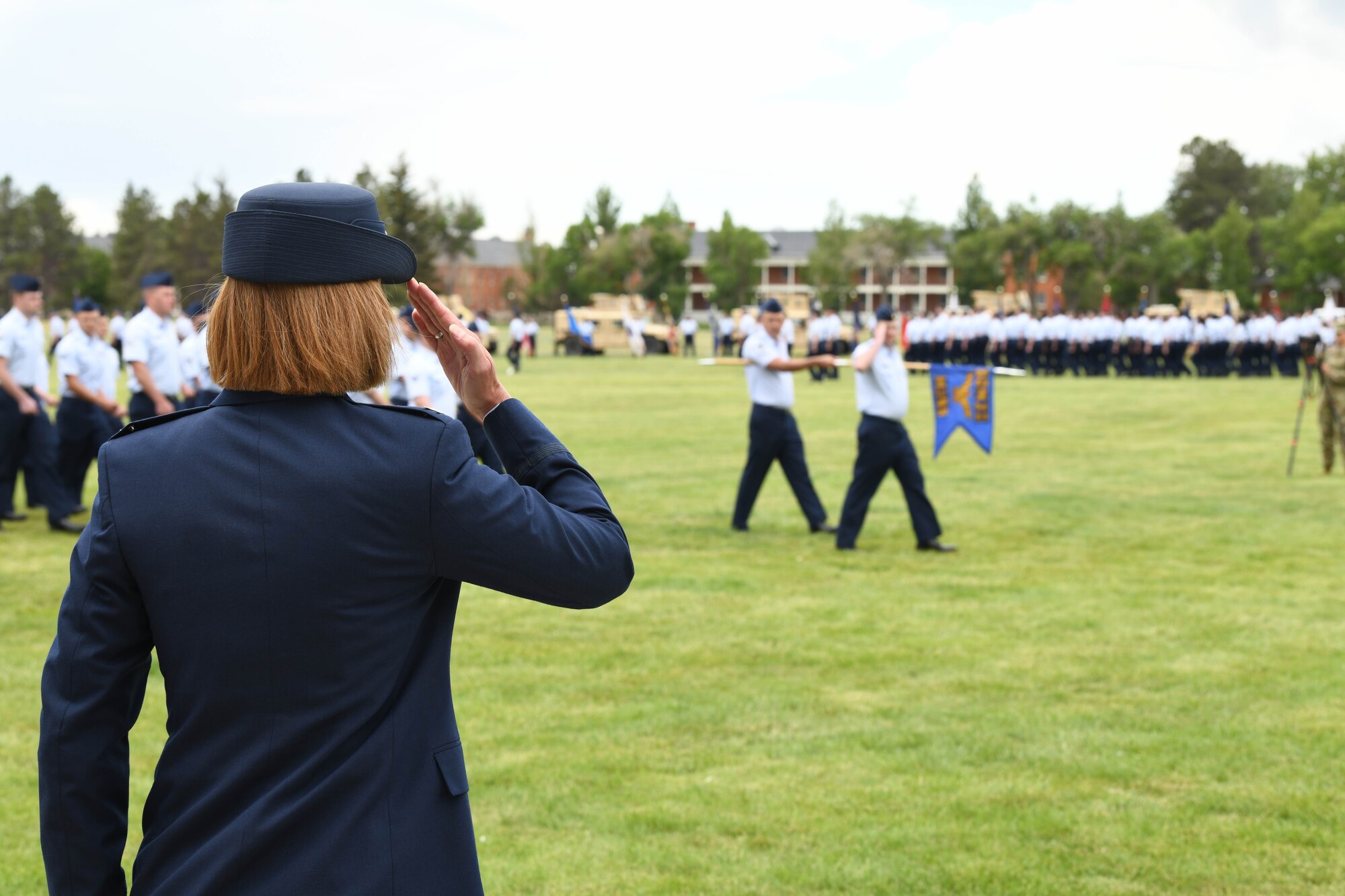 The ceremony signified the transition of command from Col. Peter Bonetti to Col. Catherine Barrington. (U.S. Air Force photo by Airman 1st Class Anthony Munoz)