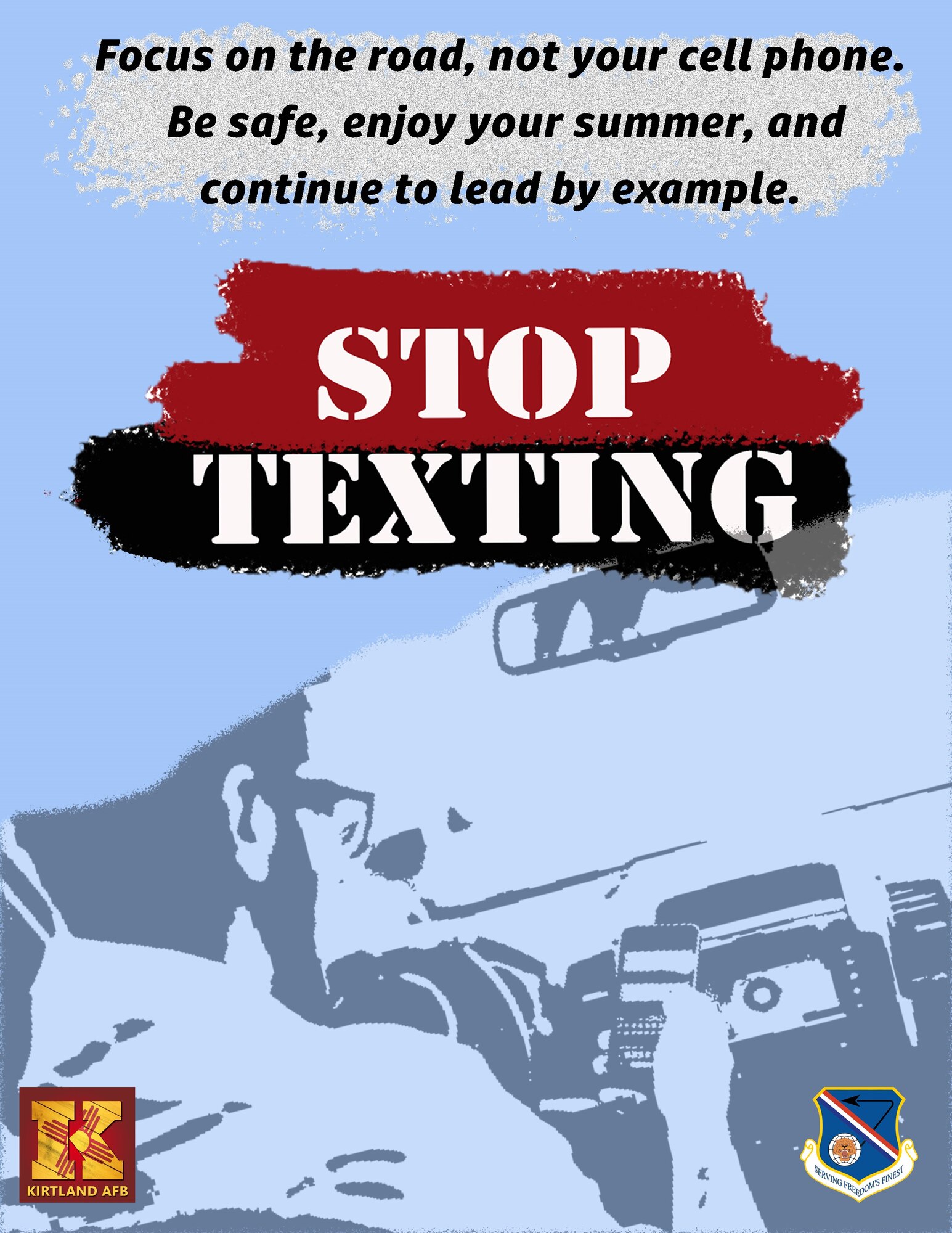 Graphic of man texting while driving.