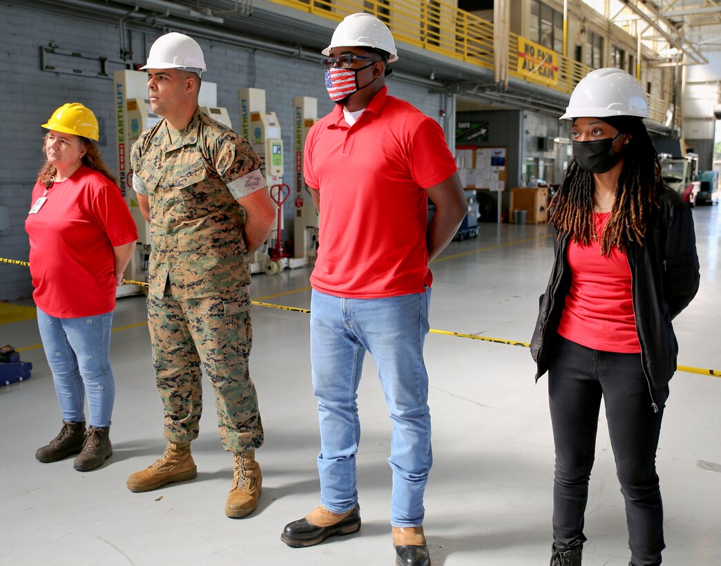 A new forklift simulator, complete with virtual reality goggles and a two-sided screen, allows for those in forklift training aboard Marine Corps Logistics Base Albany to see what they would see – and perform the same maneuvers – as if they were on a real forklift. Now in a dedicated space in the base’s Garrison Mobile Equipment branch, it provides a way to train forklift drivers with an added layer of safety. The ribbon was cut on the investment June 25. (U.S. Marine Corps photos by Jennifer Parks)