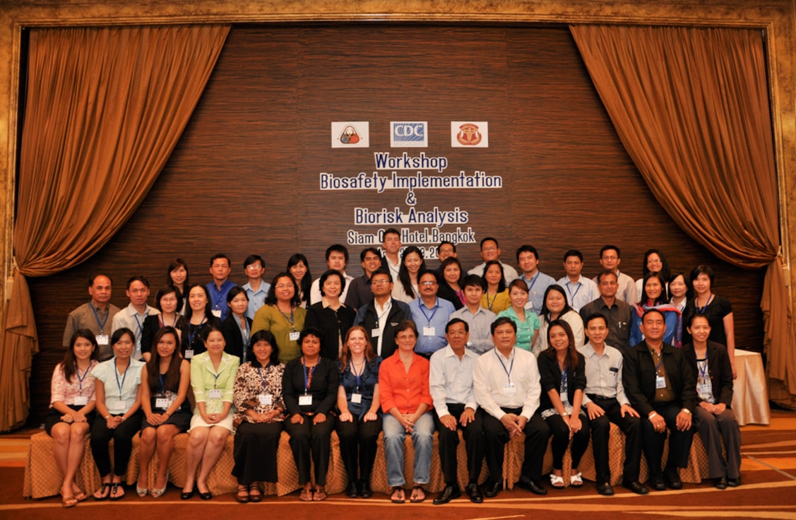 Participants in a biosafety workshop