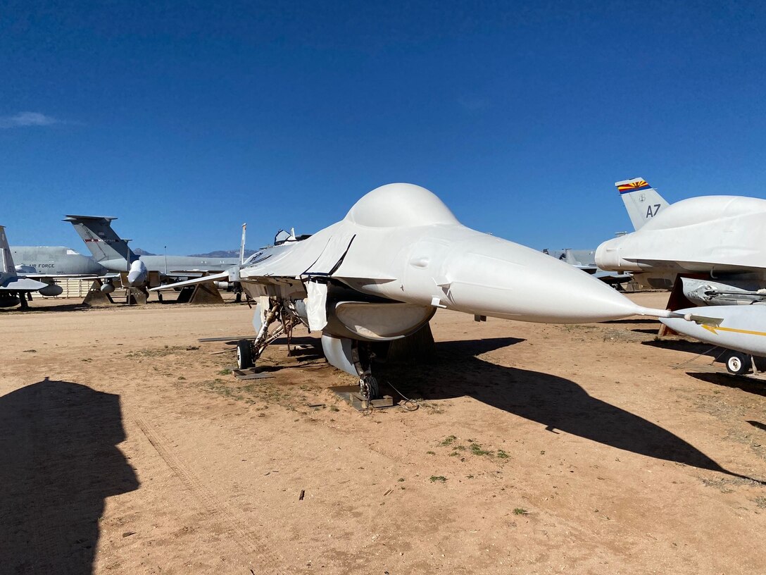 An F-16 in storage at the 309th Aerospace Maintenance and Regeneration Group (AMARG) at Davis-Monthan Air Force Base. (Courtesy photo)