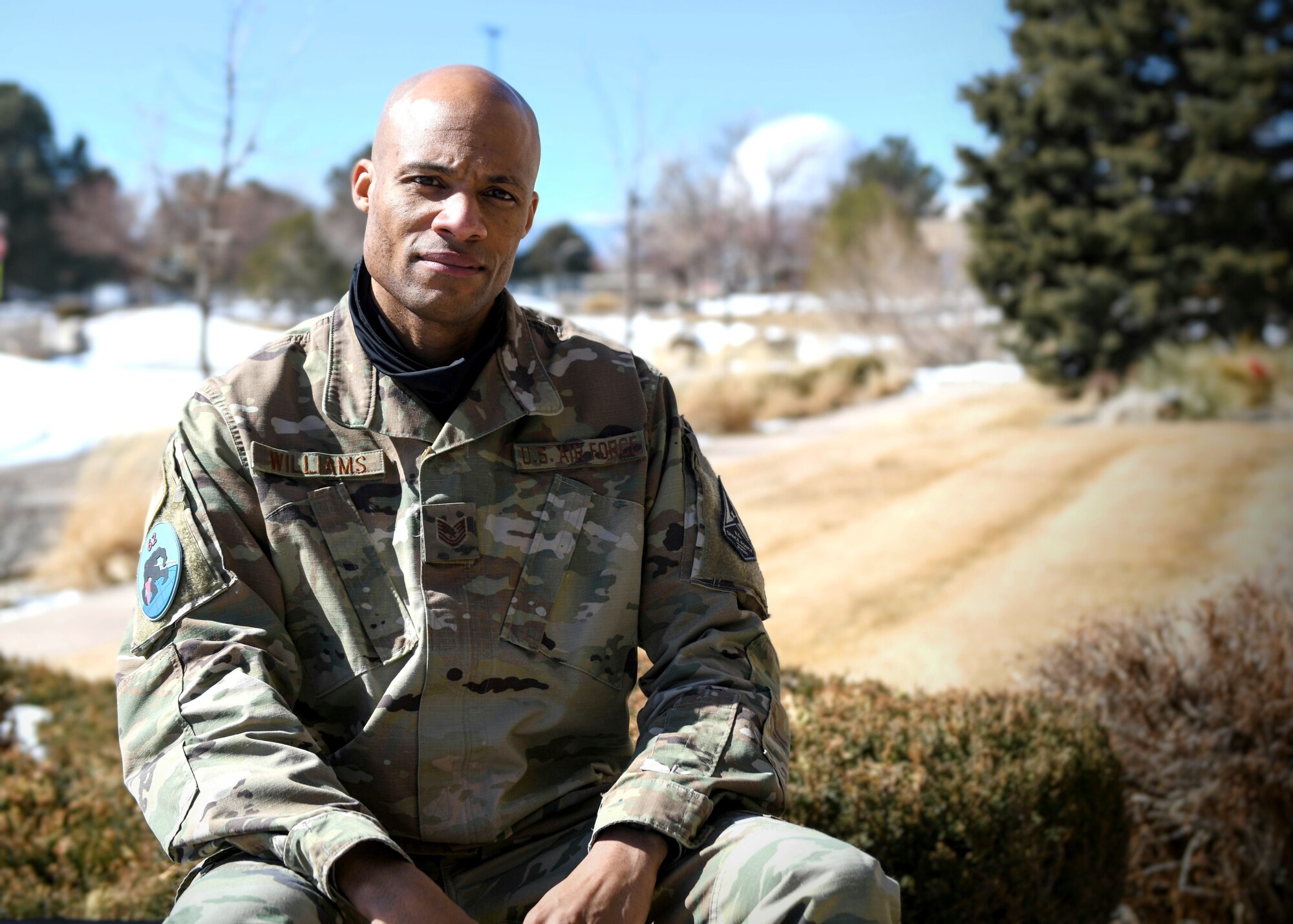 Tech. Sgt Terry Williams, the 62d Cyberspace Squadron NCO in charge of Cyber Integration, poses for a photo at Buckley Air Force Base, Colo., March 1, 2021.