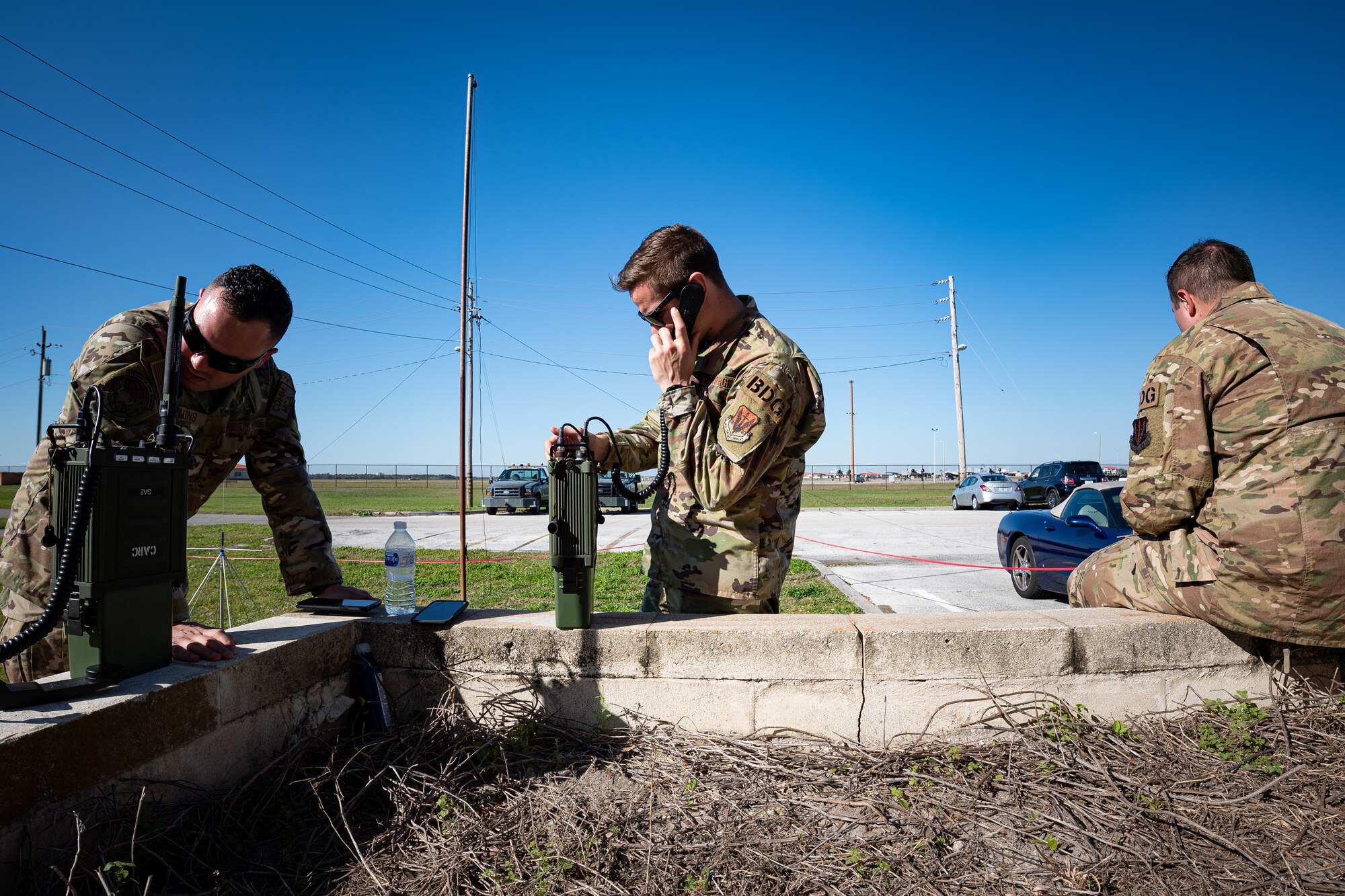 A photo of Airmen testing radios