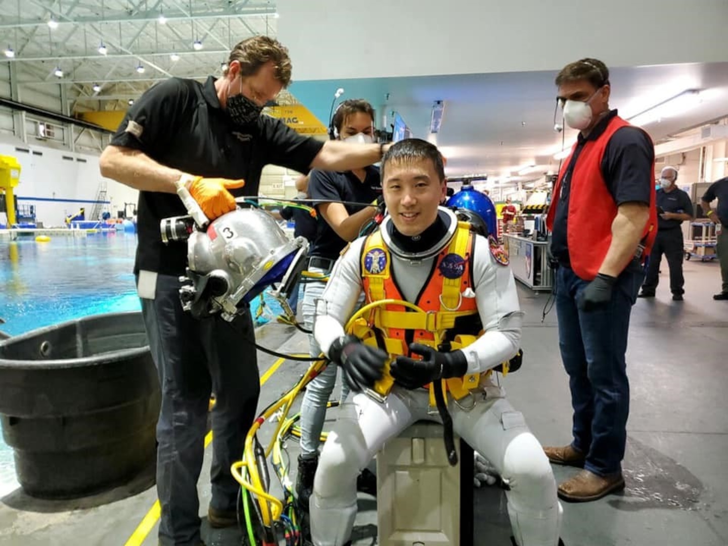NASA Astronaut Dr. Jonny Kim partnered for a lunar simulation, testing the Diver Augmented Vision Display (DAVD) helmet system. Office of Naval Research and SUPSALV are developing generation 2 and 3 capabilities to the helmet system which provides navigation in low-visibility environments.