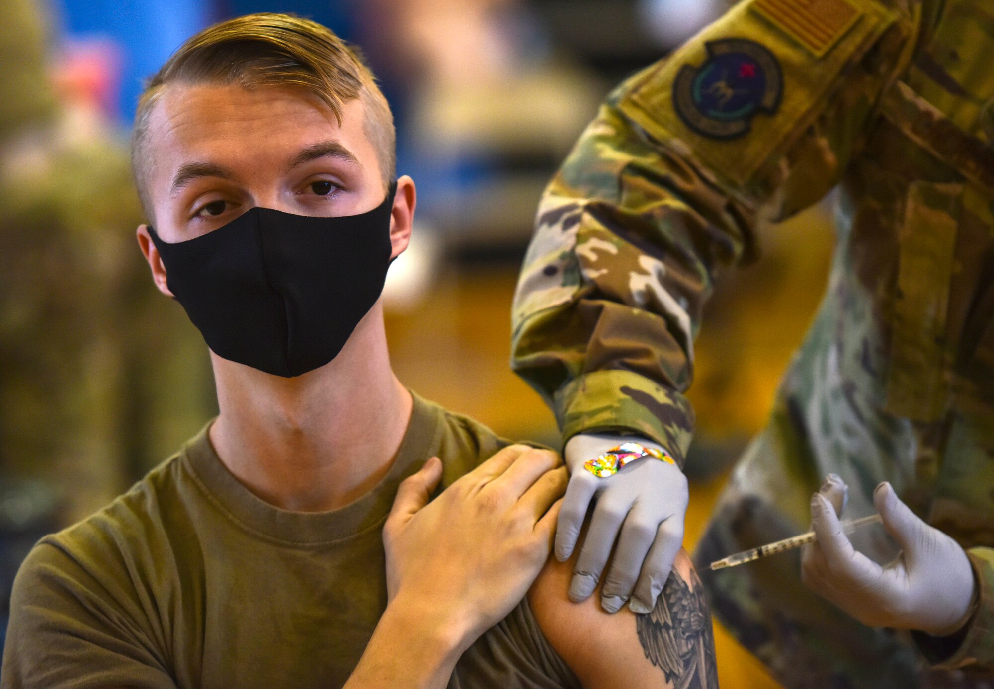Hickam 15th Medical Group host the first COVID-19 mass vaccination on Joint Base Pearl Harbor-Hickam, Feb. 9, 2021.  Hawaii Military Medicine has begun providing the COVID-19 vaccine to eligible personnel on a voluntary basis. (U.S. Air Force photo by Tech. Sgt. Anthony Nelson Jr.)