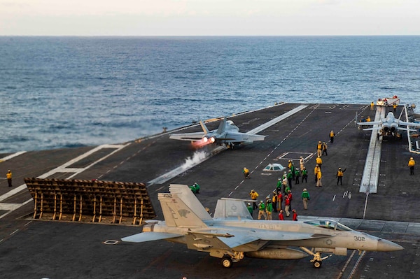 USS Dwight D. Eisenhower (CVN 69) conducts flight operations.