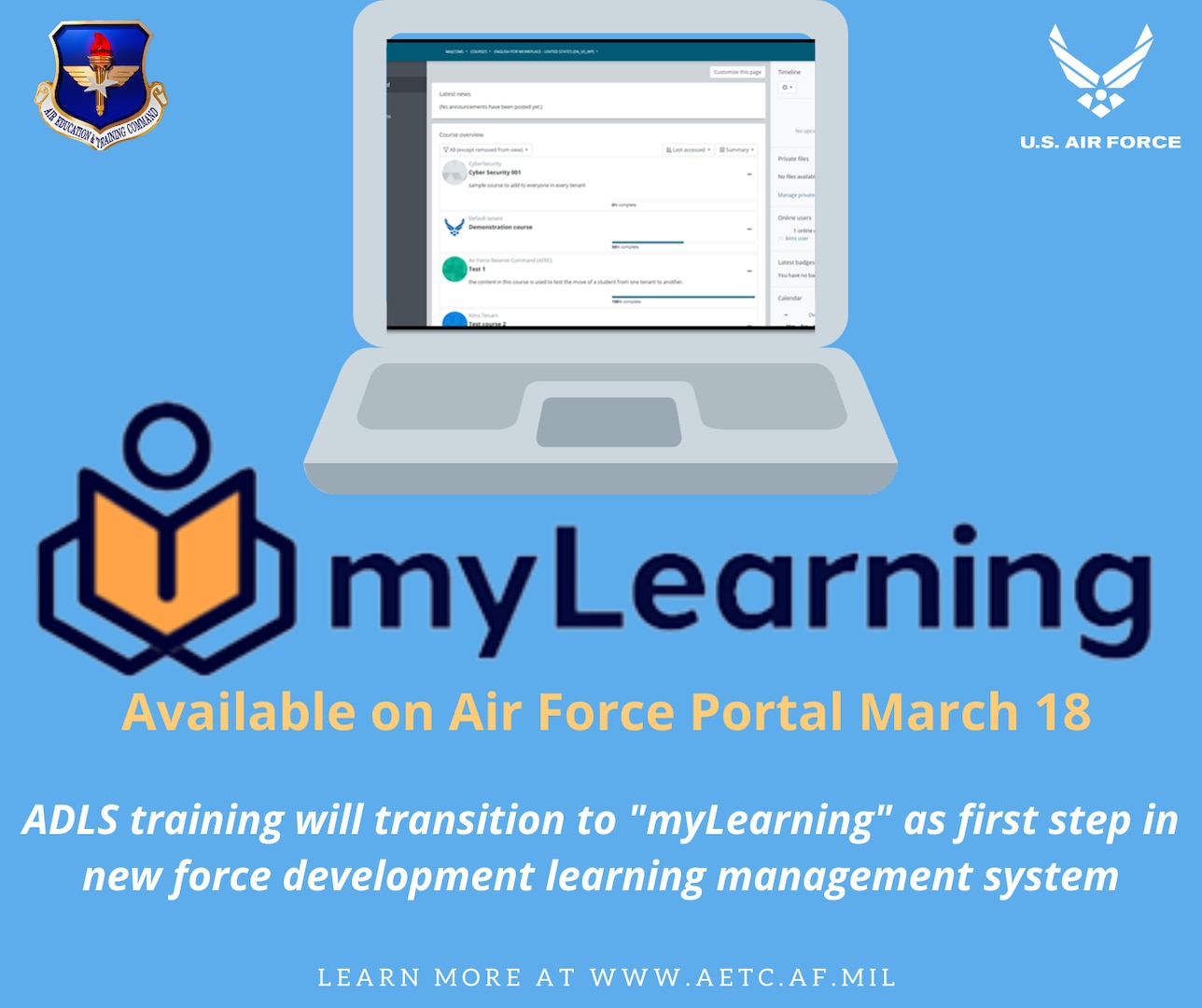 blue graphic with computer and my learning logo