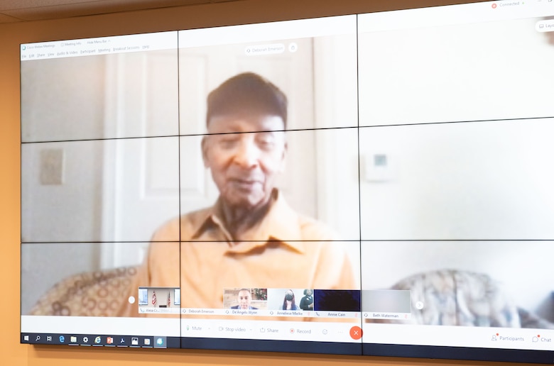 Staff Sgt. Buddy C. Reynolds, a 100 year old WWII veteran speaks about his life and time in the Army to members of the U.S. Army Corps of Engineers Transatlantic Division and Middle East District during a virtual Black History Month event.