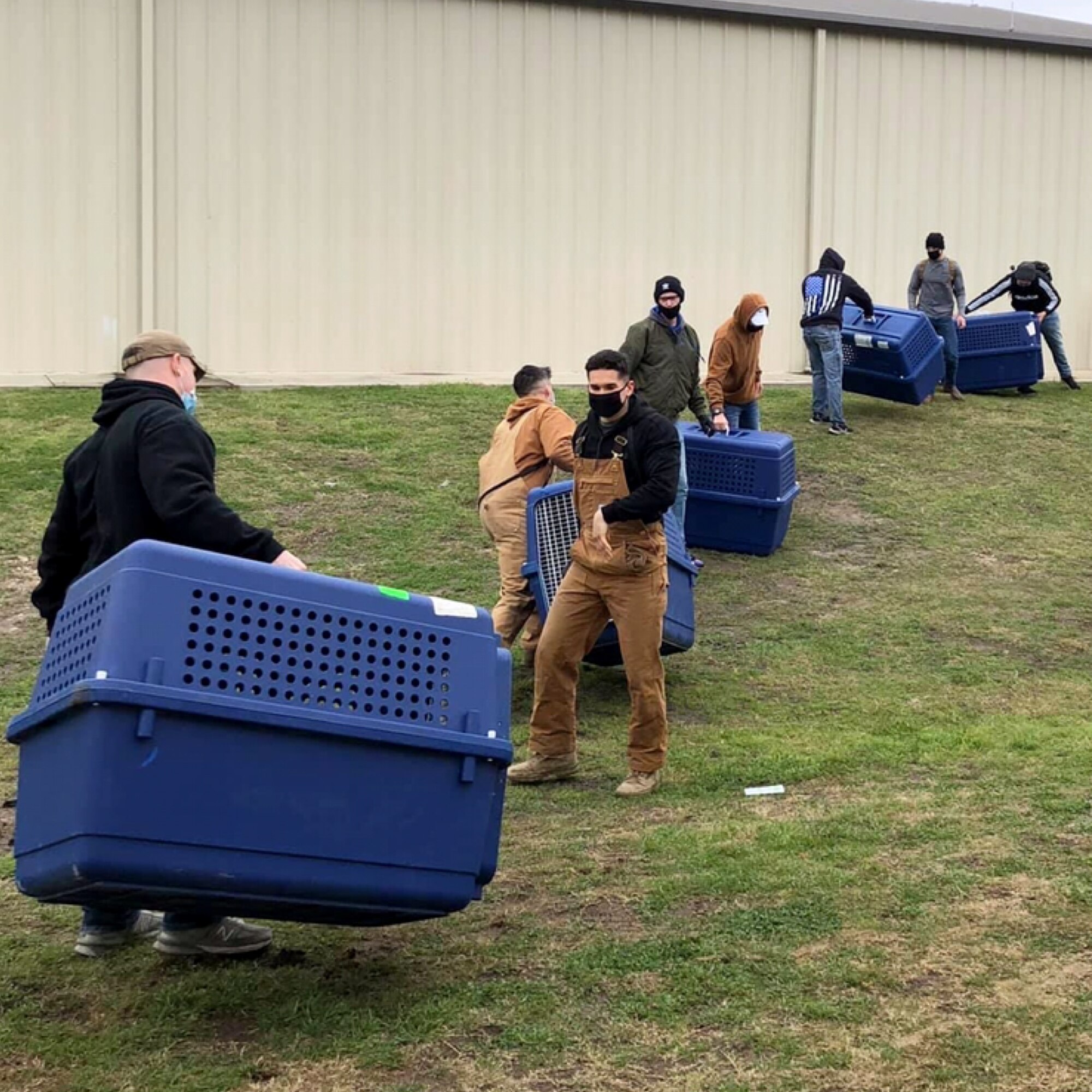 Approximately 300 volunteers helped move over 800 military working dogs to safety during a winter storm in the San Antonio area the week of Feb. 15, 2021.