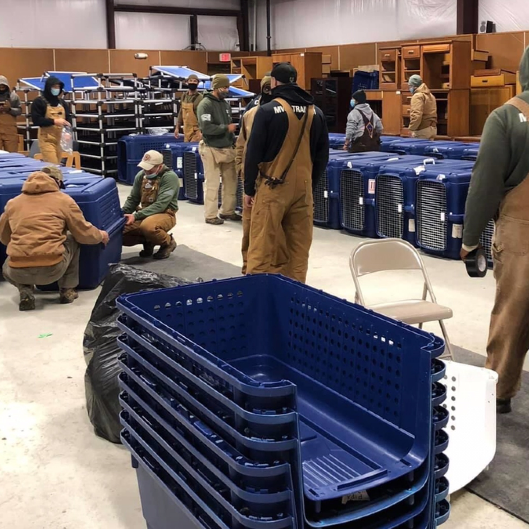 Approximately 300 volunteers helped move over 800 military working dogs to safety during a winter storm in the San Antonio area the week of Feb. 15, 2021.