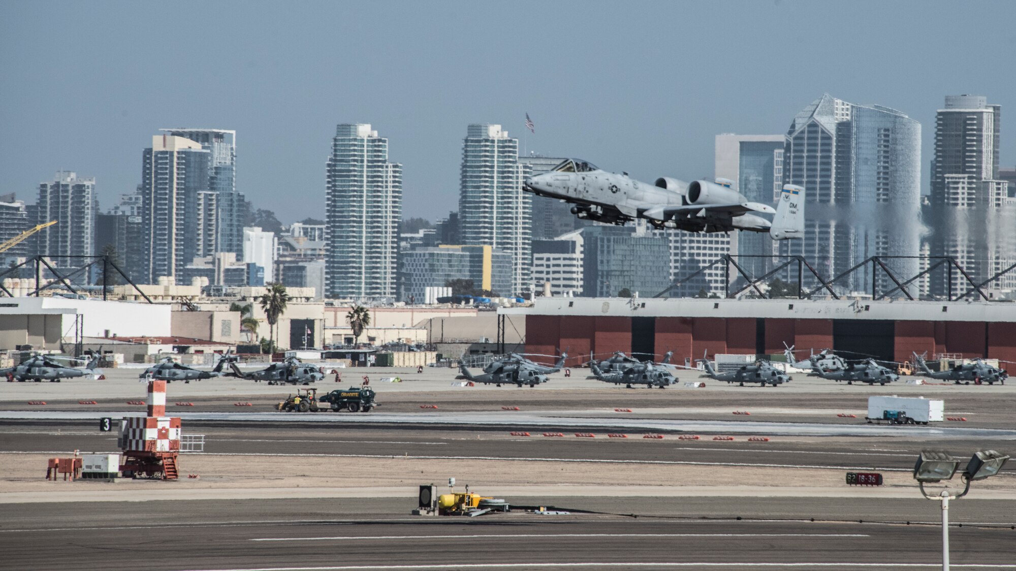 A photo of a A-10 taking off