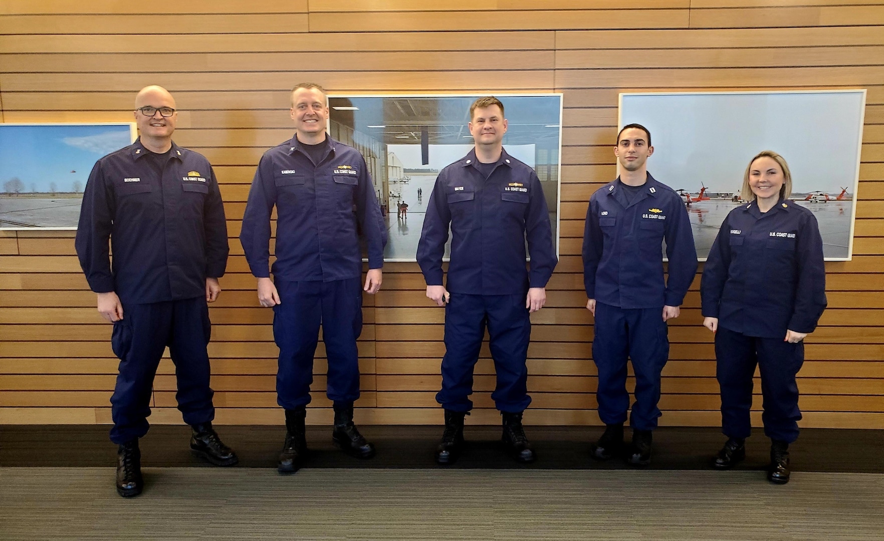 The PRTF team works to solve challenges facing the workforce. (From left to right) PFRT team members for calendar year 2020 Master Chief Petty Officer Carl Boehmer, Capt. Thomas Kaminski, Cmdr. Russ Mayer, Lt. James Lord, Petty Officer 1st Class Angelique Limongell are the team members that served throughout calendar year 2020.