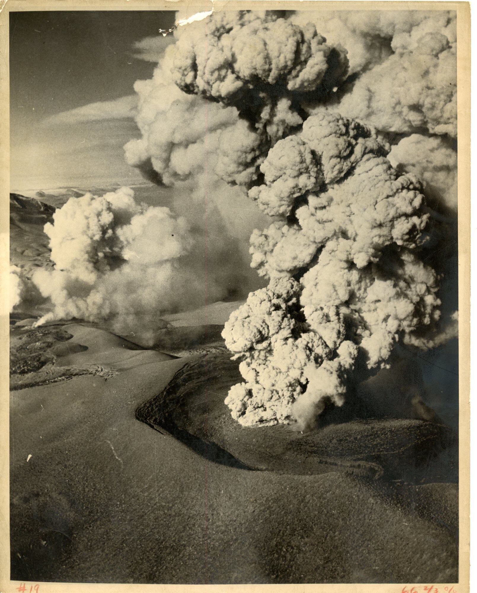 Aerial View of Volcano Erupting