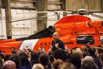 Secretary of Homeland Security Jeh Johnson met with members of several agencies within the Dept. of Homeland Security in a town hall meeting held at Coast Guard Air Station Los Angeles on March 30, 2016. During the town hall, Johnson addressed issues the Department of Homeland Security faces in the coming years along with concerns and questions raised by attendees.
(U.S. Coast Guard photo by Petty Officer 3rd Class Andrea Anderson