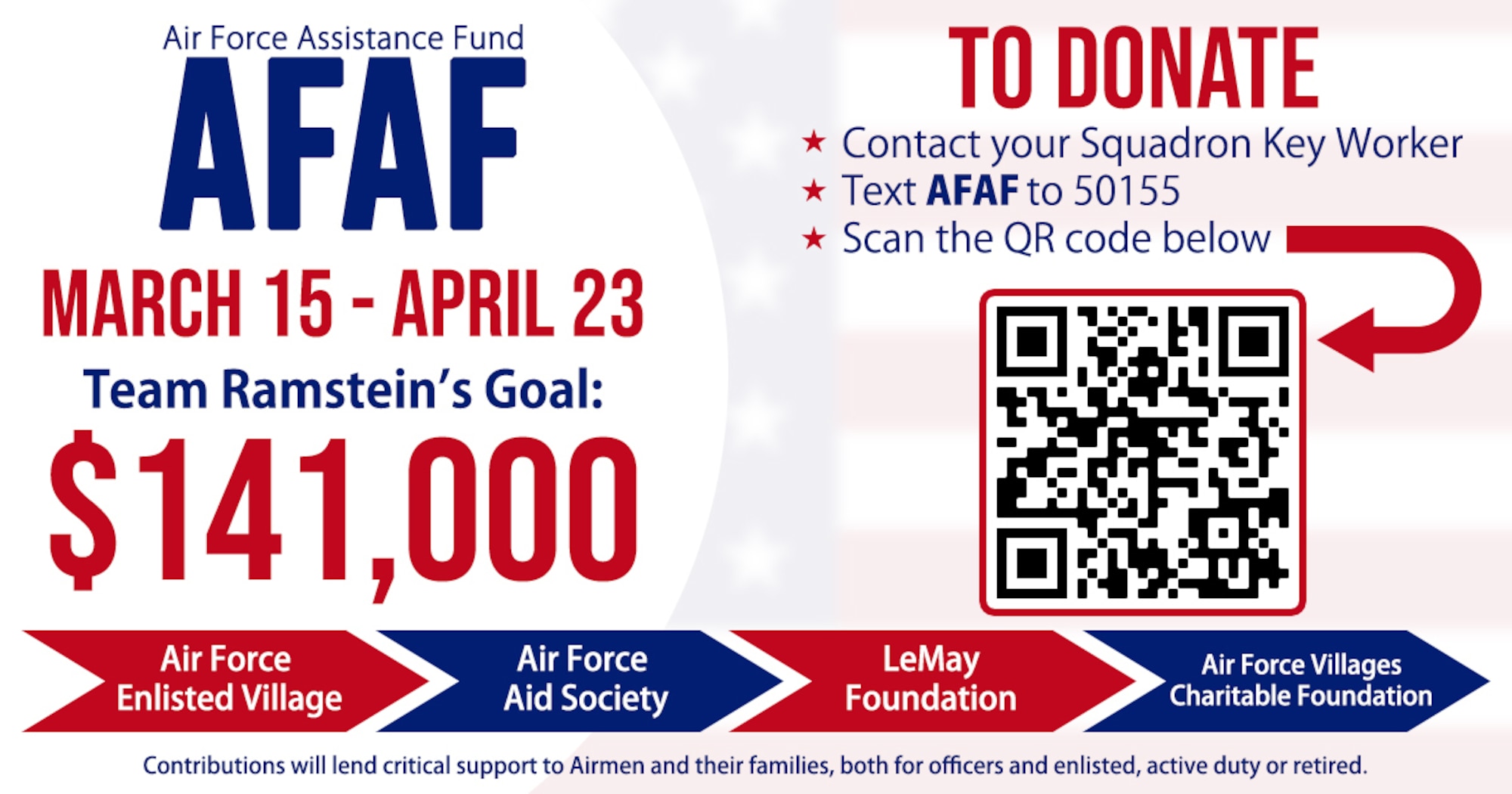 This graphic was created to inform the public of the Air Force Assistance Fund beginning March 15, 2021.