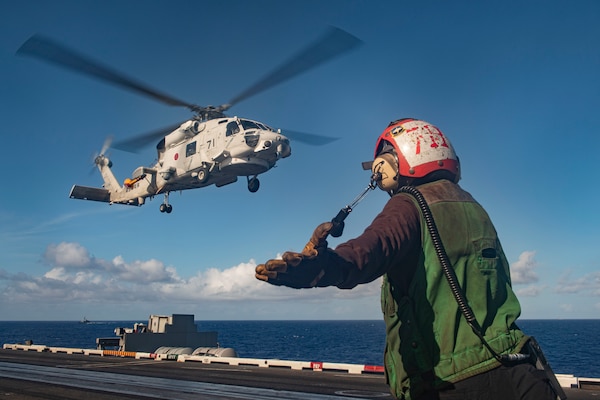 USS Theodore Roosevelt (CVN 71) conducts flight operations with the JMSDF.